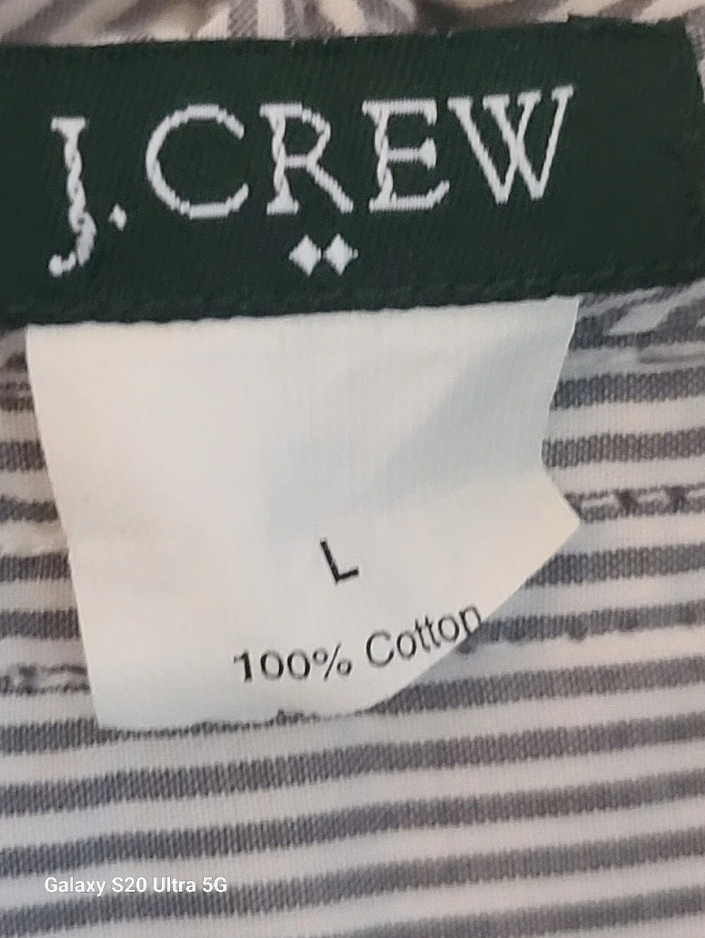 J. Crew Blue and White Striped Ruffle Button-Down Blouse